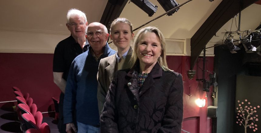 (Photo left to right) Steve Lambell and Phil Holland (Thame Players), Poppy Bethell-Vickers and Sarah Vickers (Rectory Foundation), in front of some of the new lights at the theatre.